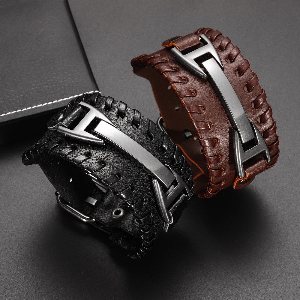 Model Kit Quick - Pulseira de Couro Estilo Punk para